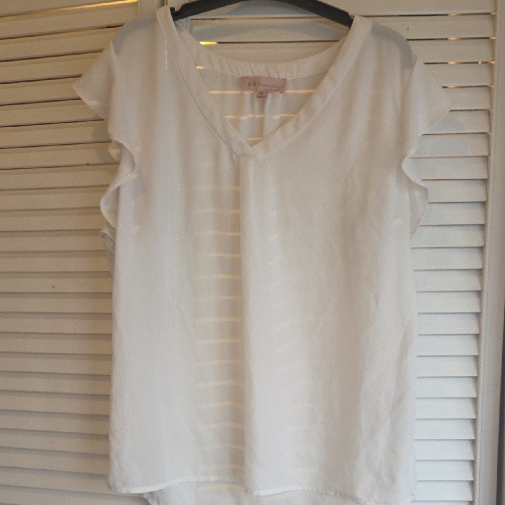 Philosophy White Flutter Sleeve Blouse